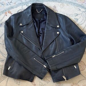 J. Crew Collection Midnight Blue Leather Moto Jacket